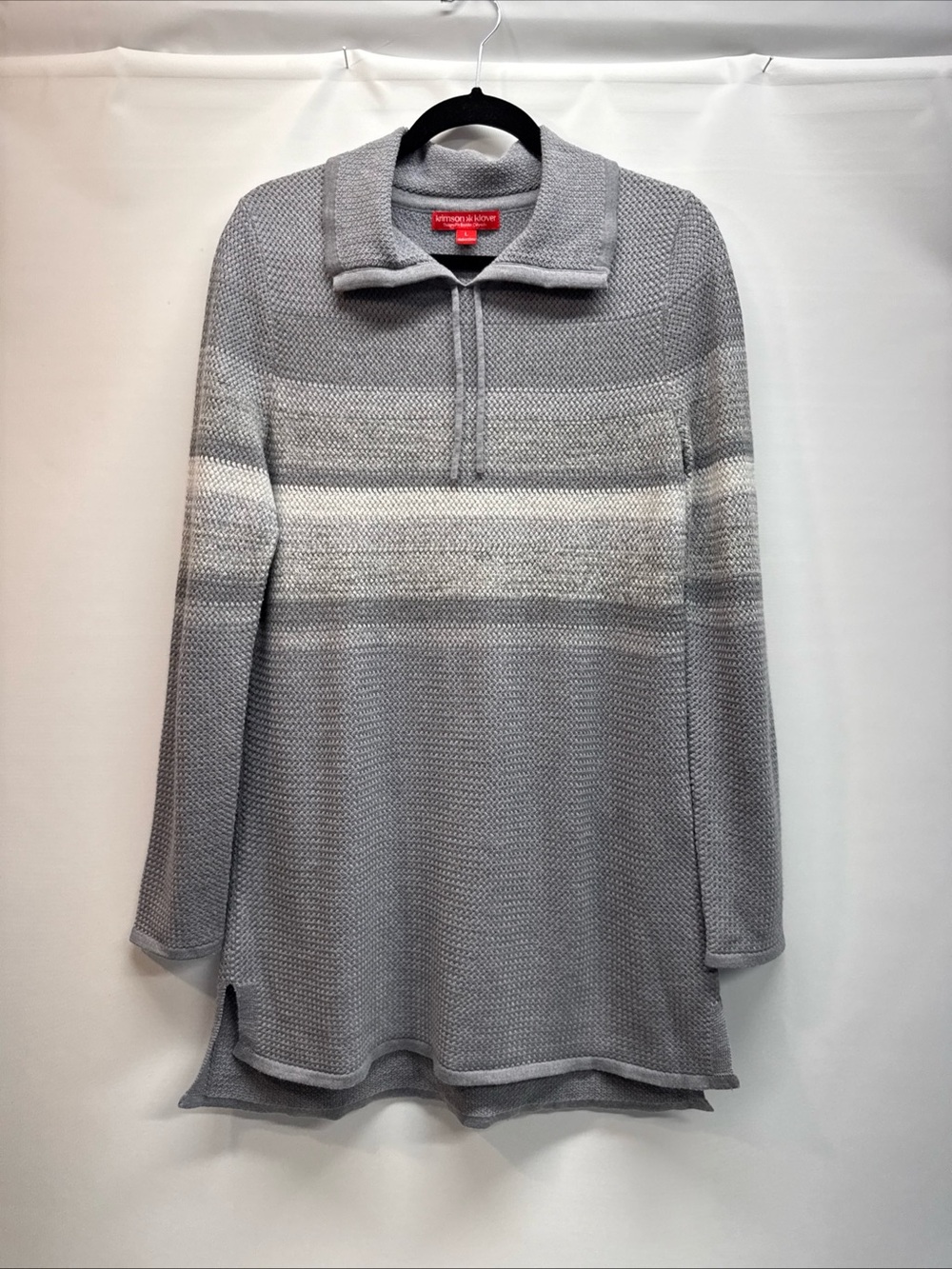 Krimson Klover Women Sweater Sz L Everlasting Tunic Merino Wool Blend Light Gray